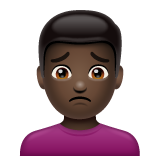 男人皱眉：深色肤色emoji素材一 160x160像素
