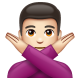 打“不”手势的男人：浅肤色emoji素材一 160x160像素