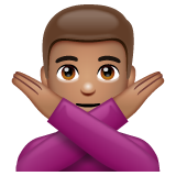 打“不”手势的男人：中等肤色emoji素材一 160x160像素