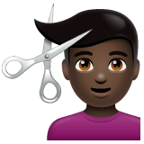 男人理发：深色肤色emoji素材一 160x160像素