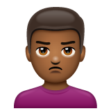 男士撅嘴：中黑肤色emoji素材一 160x160像素