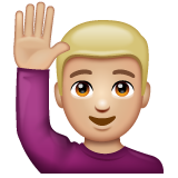 举手的男人：中浅肤色emoji素材一 160x160像素