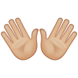 双手张开：中等浅肤色emoji素材一 160x160像素