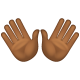 双手张开：中等深色肤色emoji素材一 160x160像素