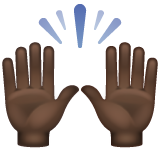 举起手：深色肤色emoji素材一 160x160像素