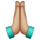 双手合十、祈祷的手:中等浅肤色emoji素材一 160x160像素