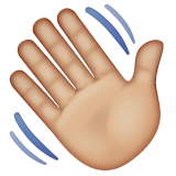挥手：中浅肤色emoji素材一 160x160像素