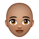 女性：中等肤色，秃顶emoji素材一 160x160像素