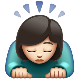 女性鞠躬：浅肤色emoji素材一 160x160像素
