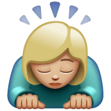 女性鞠躬：中等浅肤色emoji素材一 160x160像素