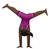 侧手翻的女人：深色肤色emoji素材一 160x160像素