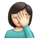 女性面部按摩：浅肤色emoji素材一 160x160像素