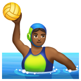 女子水球：中黑肤色emoji素材一 160x160像素