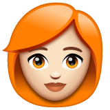 女：浅肤色，红头发emoji素材一 160x160像素