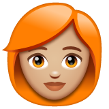 女性：中浅肤色，红发emoji素材一 160x160像素