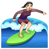 女子冲浪：浅肤色emoji素材一 160x160像素