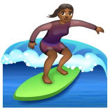 女子冲浪：中黑肤色emoji素材一 160x160像素