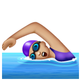 女子游泳：中浅肤色emoji素材一 160x160像素