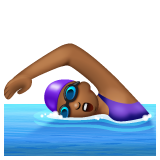 女子游泳：中黑肤色emoji素材一 160x160像素
