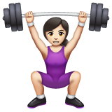 女性举重：浅肤色emoji素材一 160x160像素