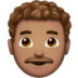 苹果系统里的男士：中等肤色，卷发emoji表情