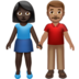 苹果系统里的男女牵手:深色肤色,中等肤色emoji表情