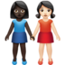 苹果系统里的女性牵手:深色肤色,浅色肤色emoji表情