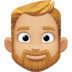 Facebook上的有络腮胡子的男人: 中等-浅肤色emoji表情