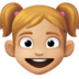 Facebook上的女孩：中等浅肤色emoji表情