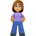 Facebook上的女性站立:中等肤色emoji表情