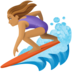 Facebook上的女子冲浪:中等肤色emoji表情