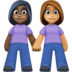Facebook上的女性牵手:深色肤色,中等肤色emoji表情