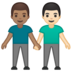 安卓系统里的男士牵手：中等肤色，浅肤色emoji表情