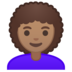 安卓系统里的女性:中等肤色,卷发emoji表情