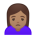 安卓系统里的女人皱眉：中等肤色emoji表情