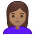 安卓系统里的女性撅嘴:中等肤色emoji表情