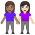 安卓系统里的女性牵手：中等肤色，浅肤色emoji表情