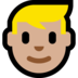 Windows系统里的男士:中浅肤色,金发emoji表情