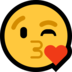 Windows系统里的吹出一个吻的脸、飞吻emoji表情