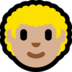 Windows系统里的男士：中浅肤色，卷发emoji表情