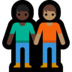 Windows系统里的手牵手:深色肤色,中等肤色emoji表情