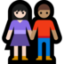 Windows系统里的男女牵手:浅肤色,中肤色emoji表情