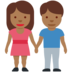 Twitter里的男女牵手:中深色肤色emoji表情