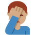 Twitter里的单手捂脸的男人：中等肤色emoji表情