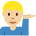 Twitter里的单手举起的男人：中等浅肤色emoji表情