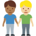 Twitter里的男士牵手：中暗肤色，中浅肤色emoji表情
