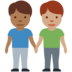 Twitter里的男士牵手：中深色肤色，中肤色emoji表情