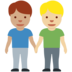 Twitter里的男士牵手:中等肤色,中等肤色emoji表情