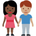 Twitter里的男女牵手:深色肤色,中等肤色emoji表情