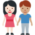 Twitter里的男女牵手:浅肤色,中肤色emoji表情